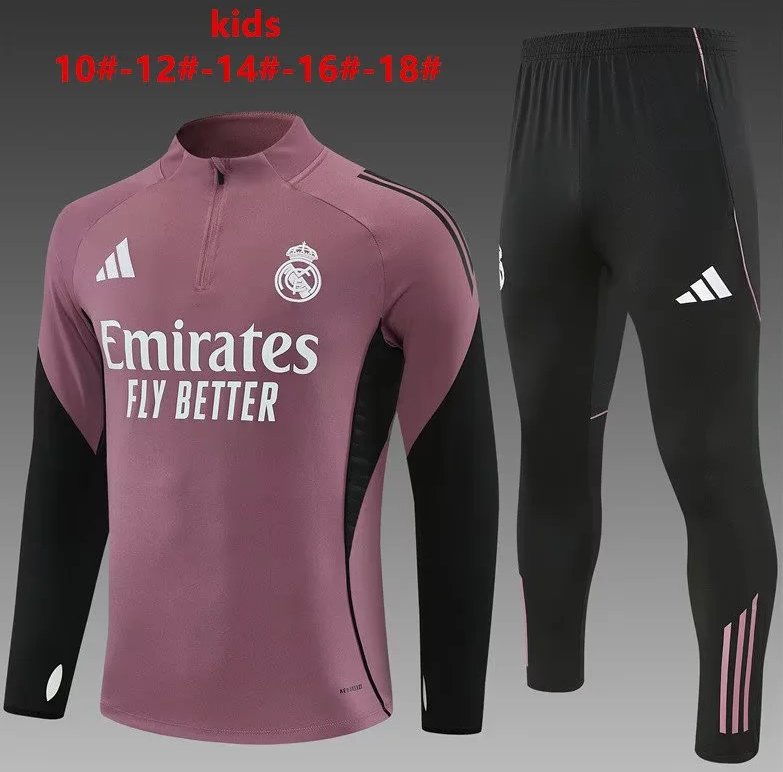 Kids Real Madrid 25/26 Tracksuit - Purple/Black